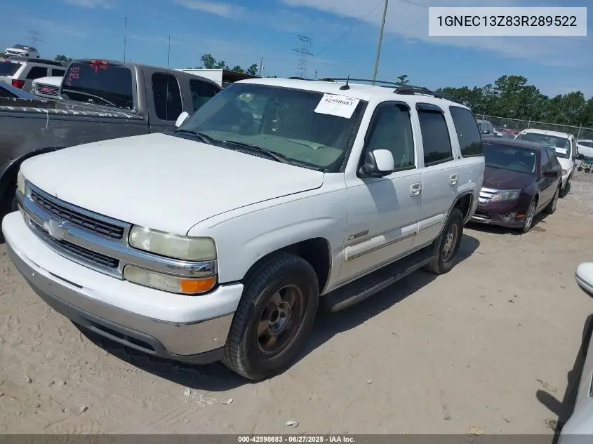 2003 Chevrolet Tahoe Lt VIN: 1GNEC13Z83R289522 Lot: 42598683