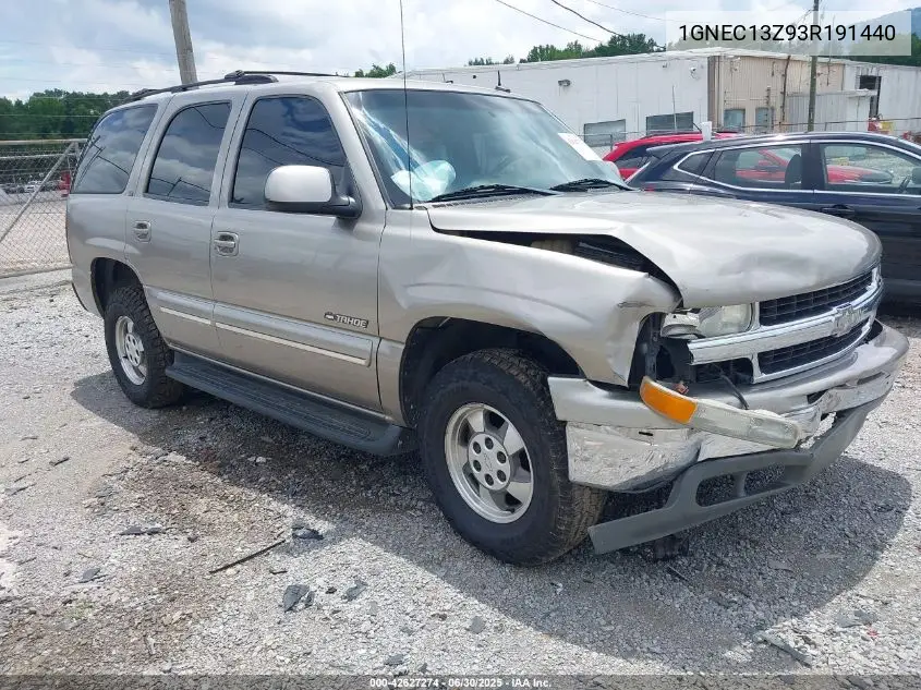 2003 Chevrolet Tahoe Lt VIN: 1GNEC13Z93R191440 Lot: 42627274