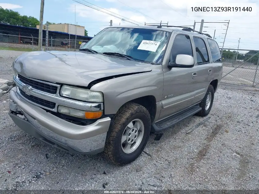 2003 Chevrolet Tahoe Lt VIN: 1GNEC13Z93R191440 Lot: 42627274