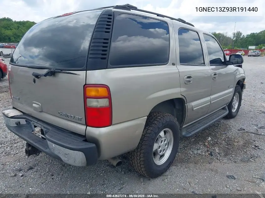 2003 Chevrolet Tahoe Lt VIN: 1GNEC13Z93R191440 Lot: 42627274