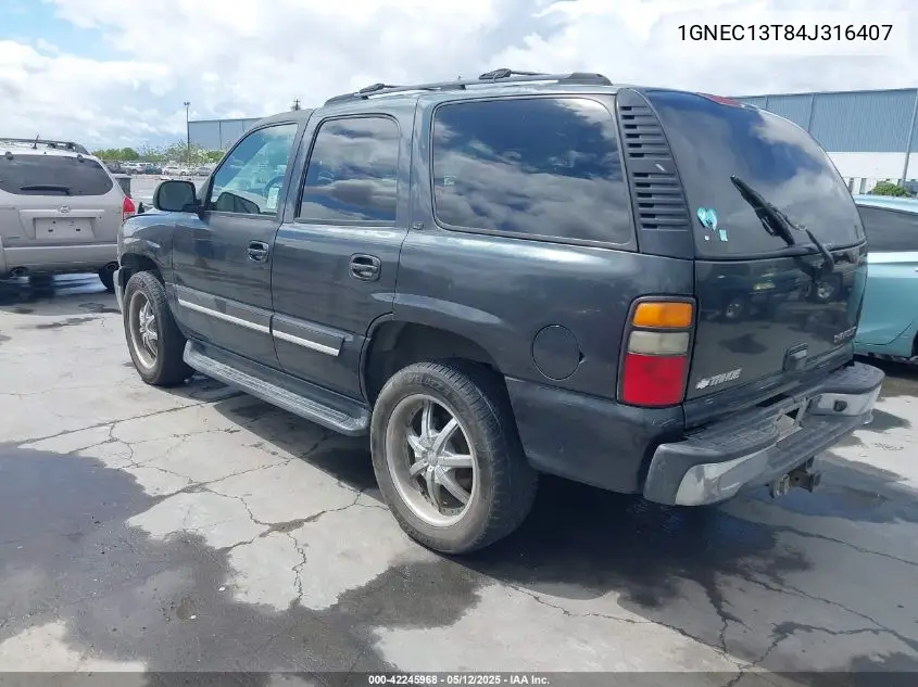 2004 Chevrolet Tahoe Lt VIN: 1GNEC13T84J316407 Lot: 42245968
