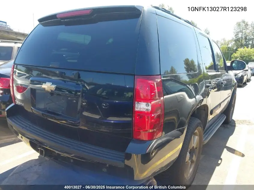 2007 Chevrolet Tahoe VIN: 1GNFK13027R123298 Lot: 40013027