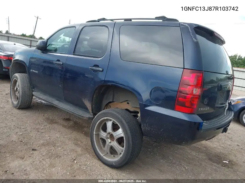 2007 Chevrolet Tahoe Lt VIN: 1GNFC13J87R103742 Lot: 42583953