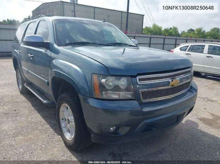 2008 Chevrolet Tahoe Lt VIN: 1GNFK13008R250648 Lot: 42621424