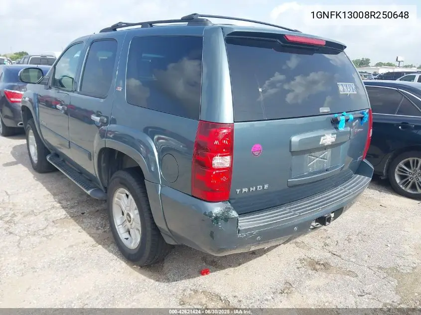 2008 Chevrolet Tahoe Lt VIN: 1GNFK13008R250648 Lot: 42621424