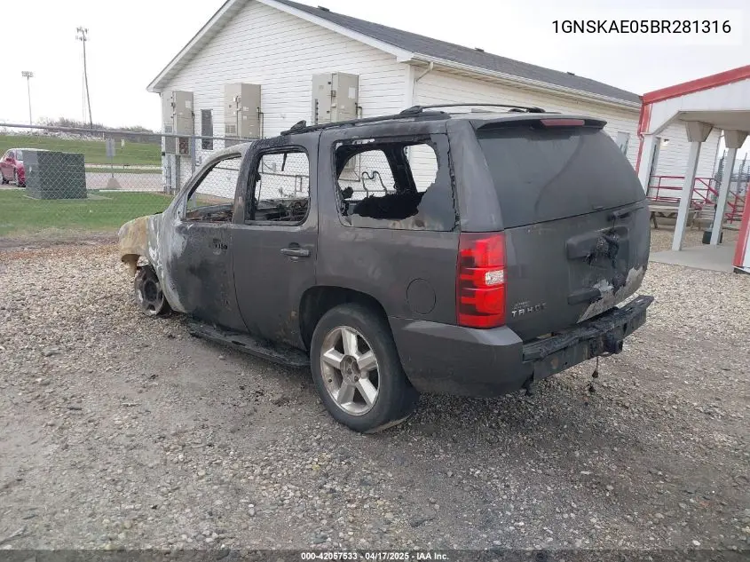 2011 Chevrolet Tahoe Ls VIN: 1GNSKAE05BR281316 Lot: 42057533