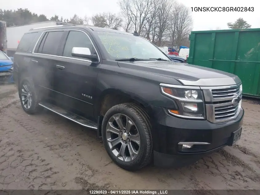 2016 Chevrolet Tahoe K1500 Ltz VIN: 1GNSKCKC8GR402843 Lot: 12290523