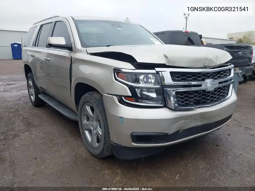 2016 Chevrolet Tahoe Lt VIN: 1GNSKBKC0GR321541 Lot: 41969136