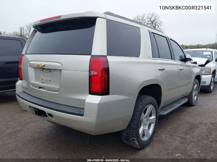 2016 Chevrolet Tahoe Lt VIN: 1GNSKBKC0GR321541 Lot: 41969136