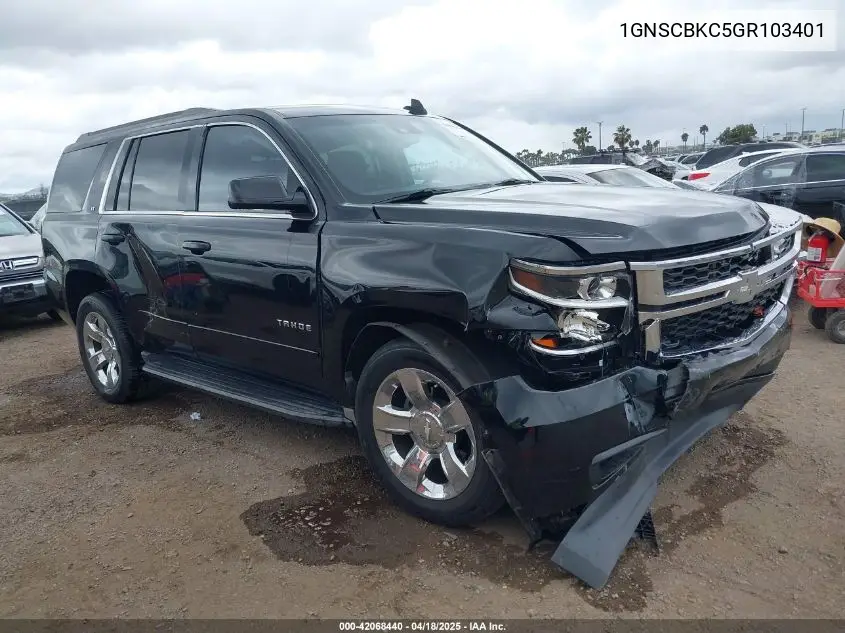 2016 Chevrolet Tahoe Lt VIN: 1GNSCBKC5GR103401 Lot: 42068440
