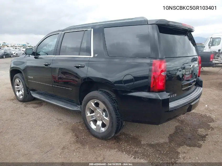 2016 Chevrolet Tahoe Lt VIN: 1GNSCBKC5GR103401 Lot: 42068440