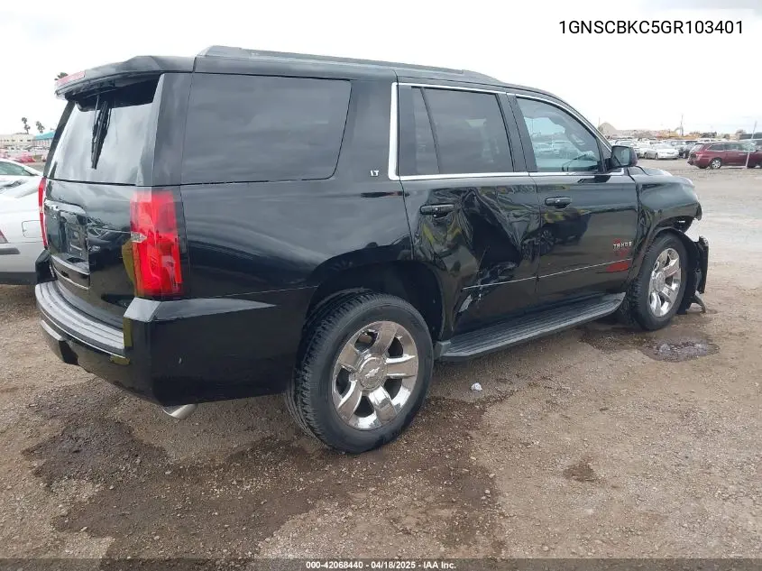 2016 Chevrolet Tahoe Lt VIN: 1GNSCBKC5GR103401 Lot: 42068440