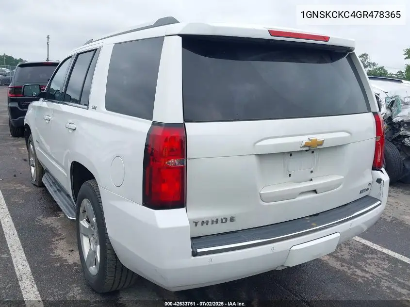 2016 Chevrolet Tahoe Ltz VIN: 1GNSKCKC4GR478365 Lot: 42633751