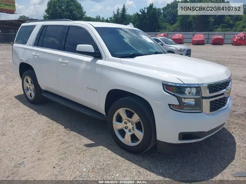2016 Chevrolet Tahoe Lt VIN: 1GNSCBKC2GR410752 Lot: 42638570