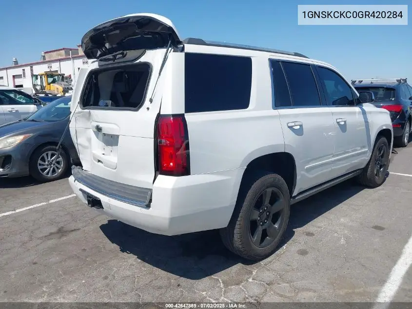 2016 Chevrolet Tahoe Ltz VIN: 1GNSKCKC0GR420284 Lot: 42647889