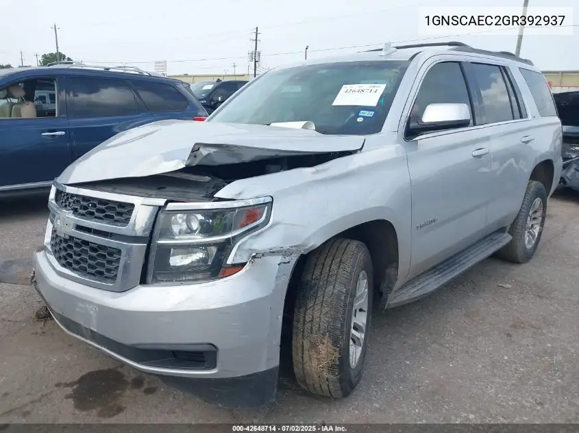 2016 Chevrolet Tahoe Ls VIN: 1GNSCAEC2GR392937 Lot: 42648714