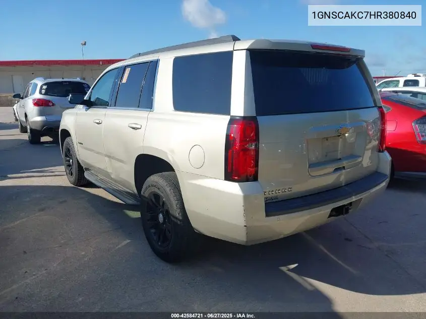 2017 Chevrolet Tahoe Ls VIN: 1GNSCAKC7HR380840 Lot: 42584721