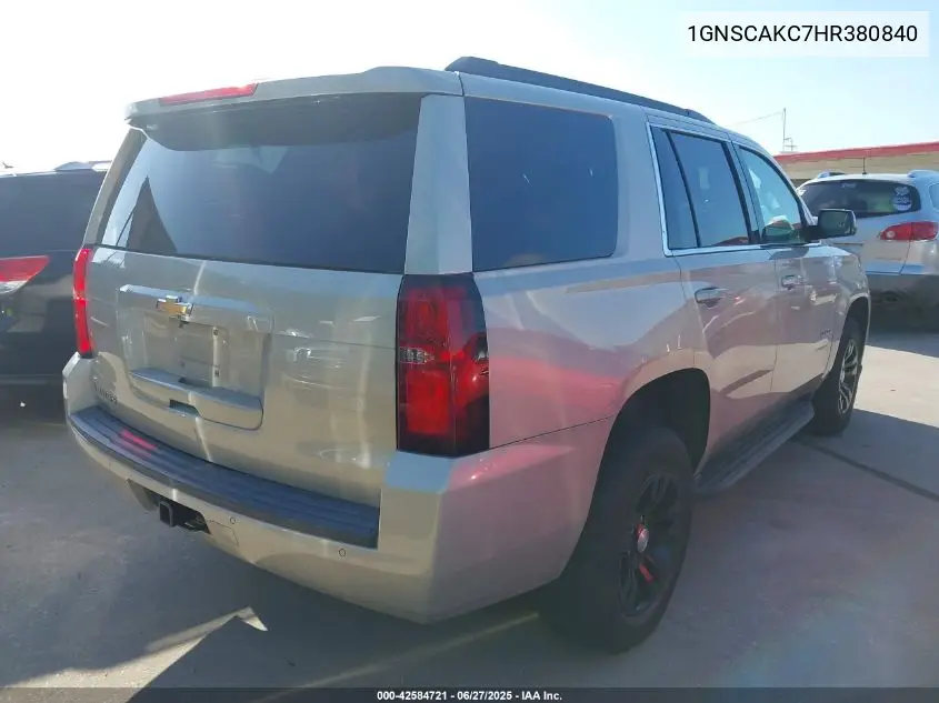 2017 Chevrolet Tahoe Ls VIN: 1GNSCAKC7HR380840 Lot: 42584721
