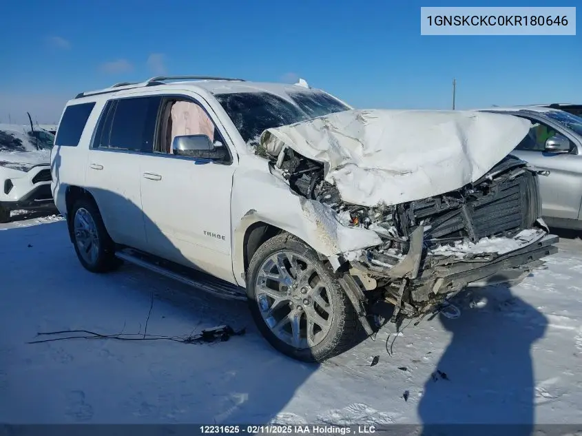 2019 Chevrolet Tahoe K1500 Premier VIN: 1GNSKCKC0KR180646 Lot: 12231625
