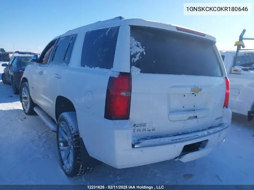 2019 Chevrolet Tahoe K1500 Premier VIN: 1GNSKCKC0KR180646 Lot: 12231625