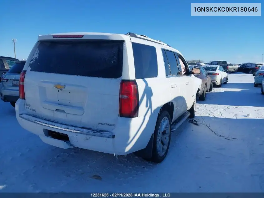 2019 Chevrolet Tahoe K1500 Premier VIN: 1GNSKCKC0KR180646 Lot: 12231625