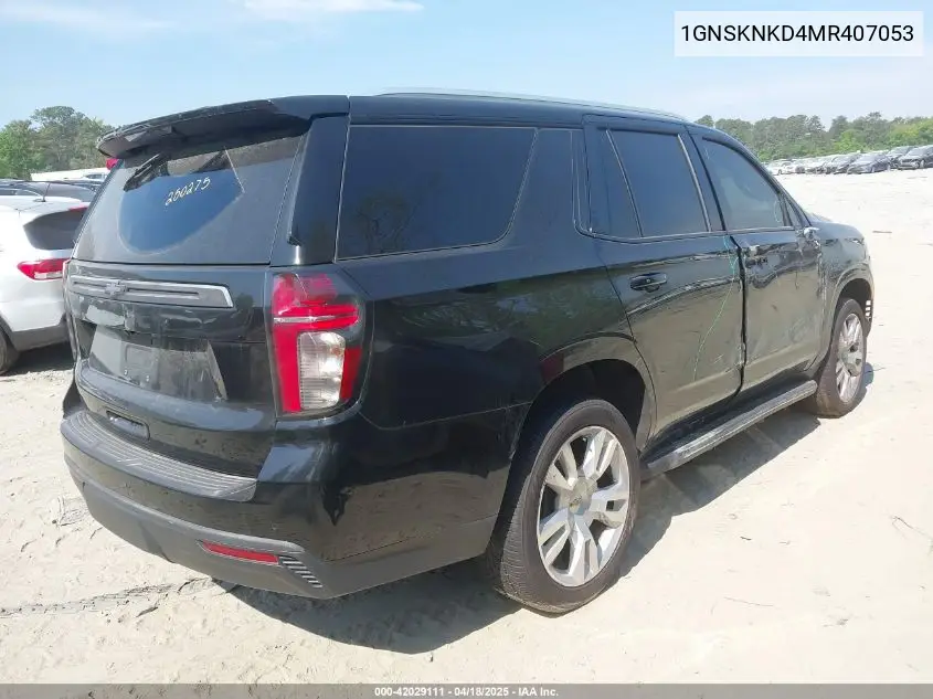 2021 Chevrolet Tahoe 4Wd Lt VIN: 1GNSKNKD4MR407053 Lot: 42029111
