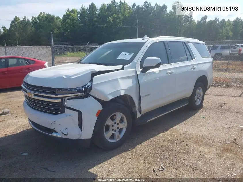 2021 Chevrolet Tahoe 2Wd Lt VIN: 1GNSCNKD8MR106198 Lot: 42781277