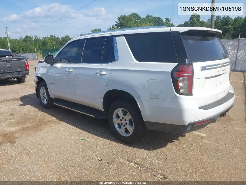 2021 Chevrolet Tahoe 2Wd Lt VIN: 1GNSCNKD8MR106198 Lot: 42781277