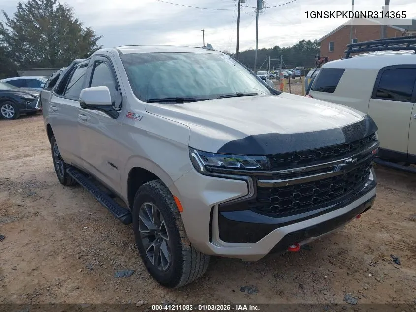2022 Chevrolet Tahoe 4Wd Z71 VIN: 1GNSKPKD0NR314365 Lot: 41211083