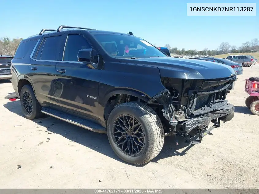 2022 Chevrolet Tahoe 2Wd Lt VIN: 1GNSCNKD7NR113287 Lot: 41762171