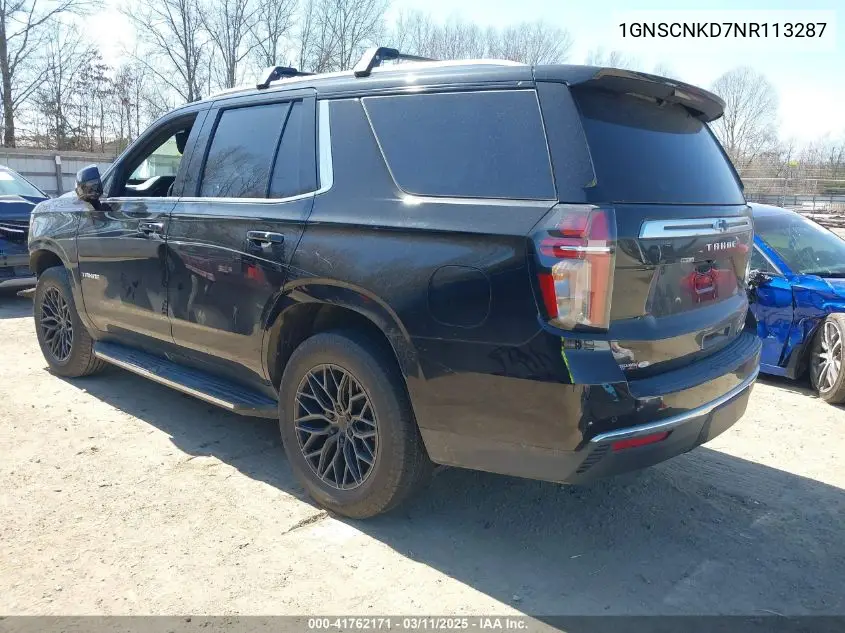 2022 Chevrolet Tahoe 2Wd Lt VIN: 1GNSCNKD7NR113287 Lot: 41762171