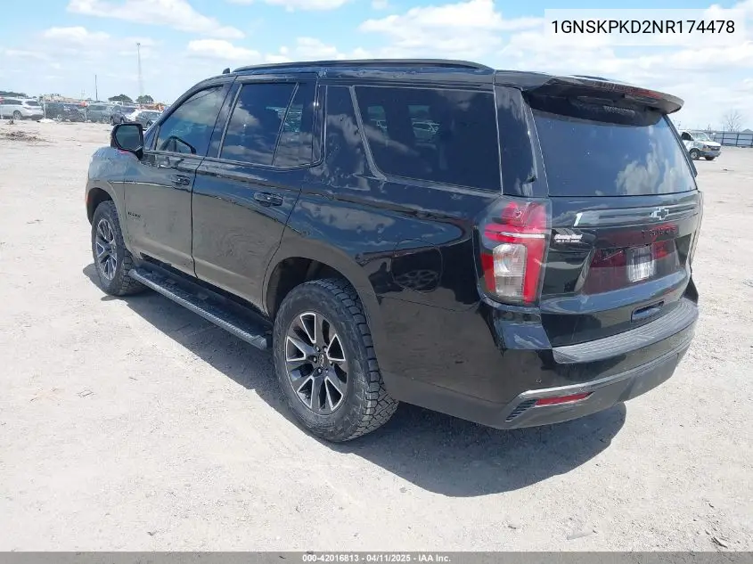 2022 Chevrolet Tahoe 4Wd Z71 VIN: 1GNSKPKD2NR174478 Lot: 42016813