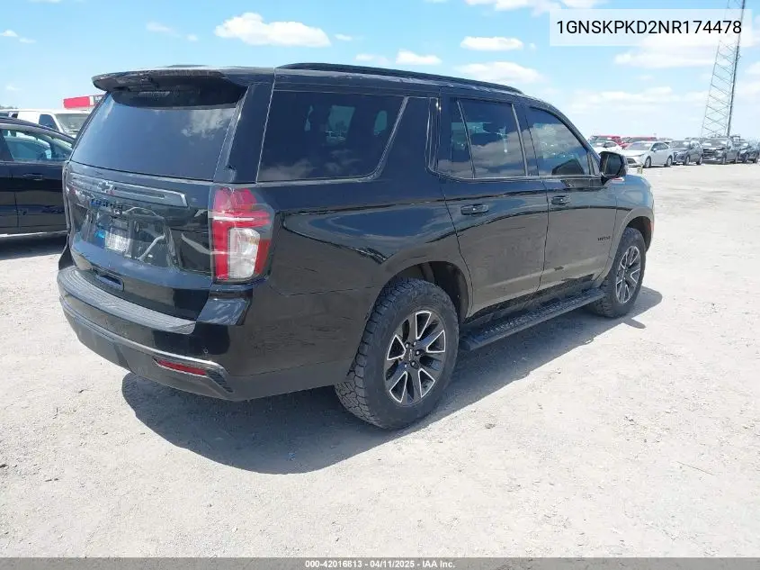 2022 Chevrolet Tahoe 4Wd Z71 VIN: 1GNSKPKD2NR174478 Lot: 42016813