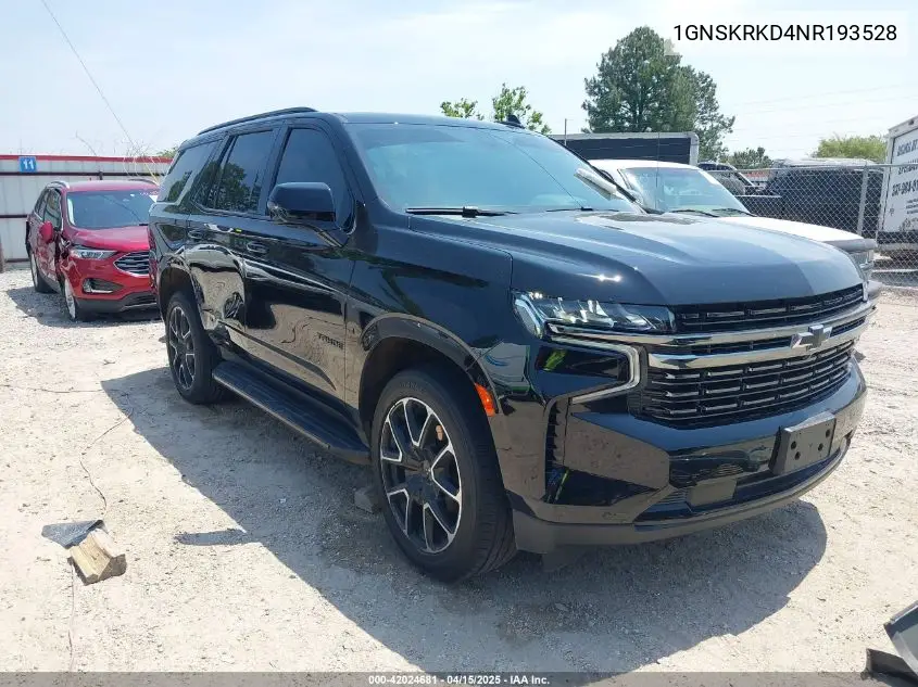 2022 Chevrolet Tahoe 4Wd Rst VIN: 1GNSKRKD4NR193528 Lot: 42024681