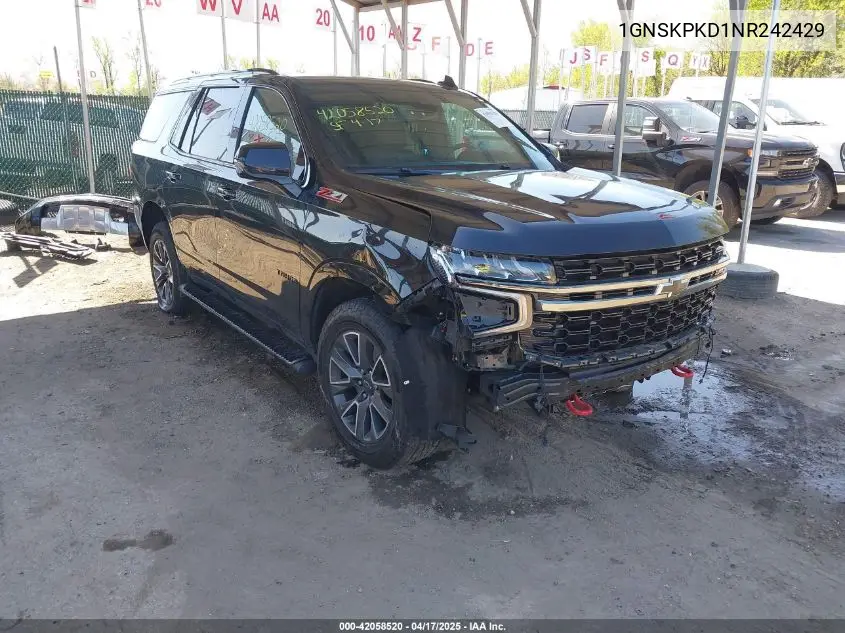 2022 Chevrolet Tahoe 4Wd Z71 VIN: 1GNSKPKD1NR242429 Lot: 42058520