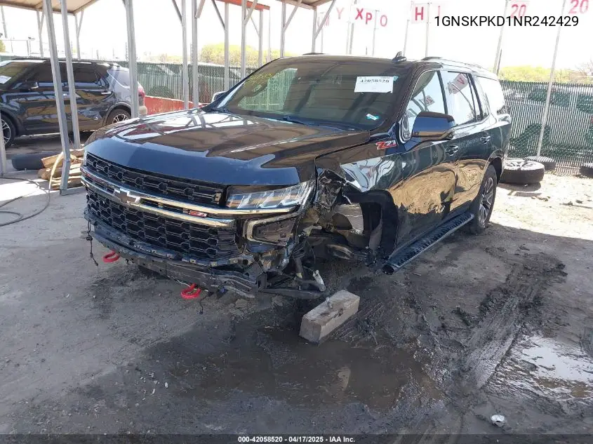 2022 Chevrolet Tahoe 4Wd Z71 VIN: 1GNSKPKD1NR242429 Lot: 42058520