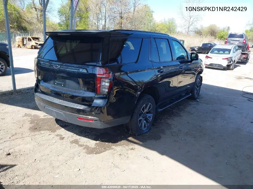2022 Chevrolet Tahoe 4Wd Z71 VIN: 1GNSKPKD1NR242429 Lot: 42058520