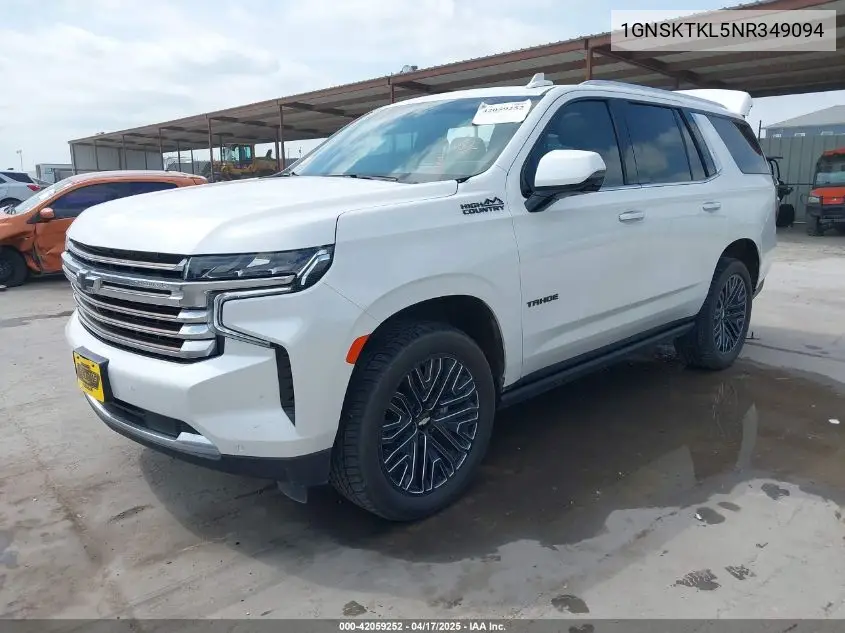 2022 Chevrolet Tahoe 4Wd High Country VIN: 1GNSKTKL5NR349094 Lot: 42059252