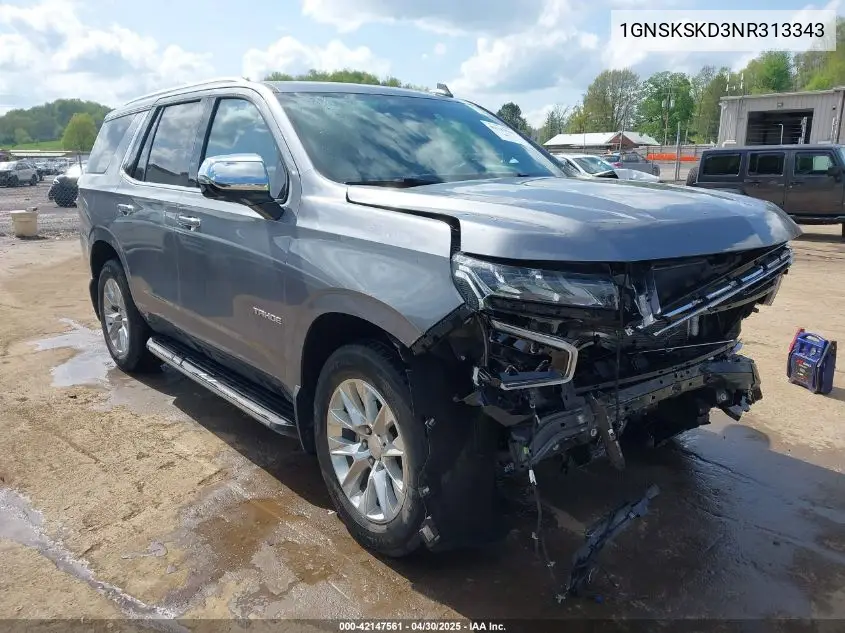2022 Chevrolet Tahoe 4Wd Premier VIN: 1GNSKSKD3NR313343 Lot: 42147561