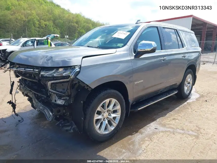 2022 Chevrolet Tahoe 4Wd Premier VIN: 1GNSKSKD3NR313343 Lot: 42147561