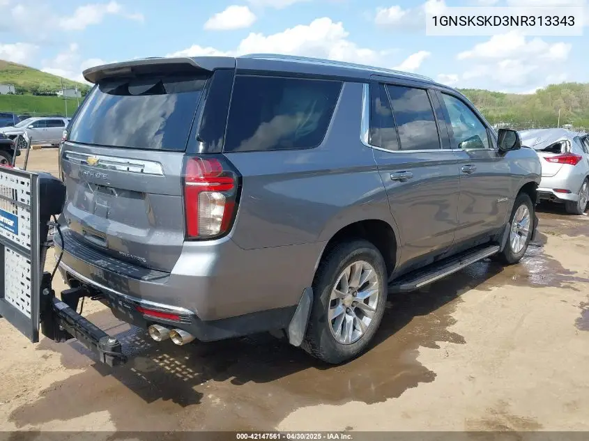 2022 Chevrolet Tahoe 4Wd Premier VIN: 1GNSKSKD3NR313343 Lot: 42147561