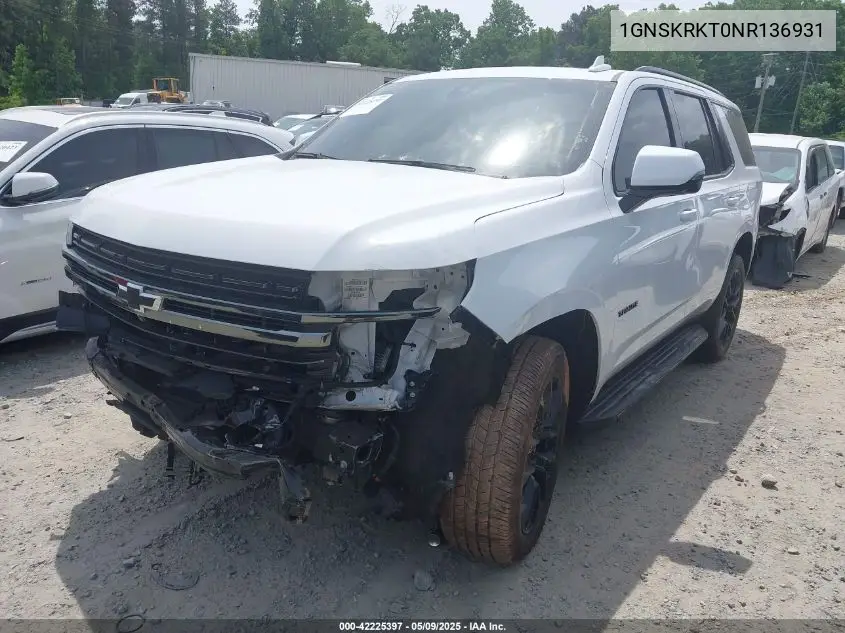 2022 Chevrolet Tahoe 4Wd Rst VIN: 1GNSKRKT0NR136931 Lot: 42225397