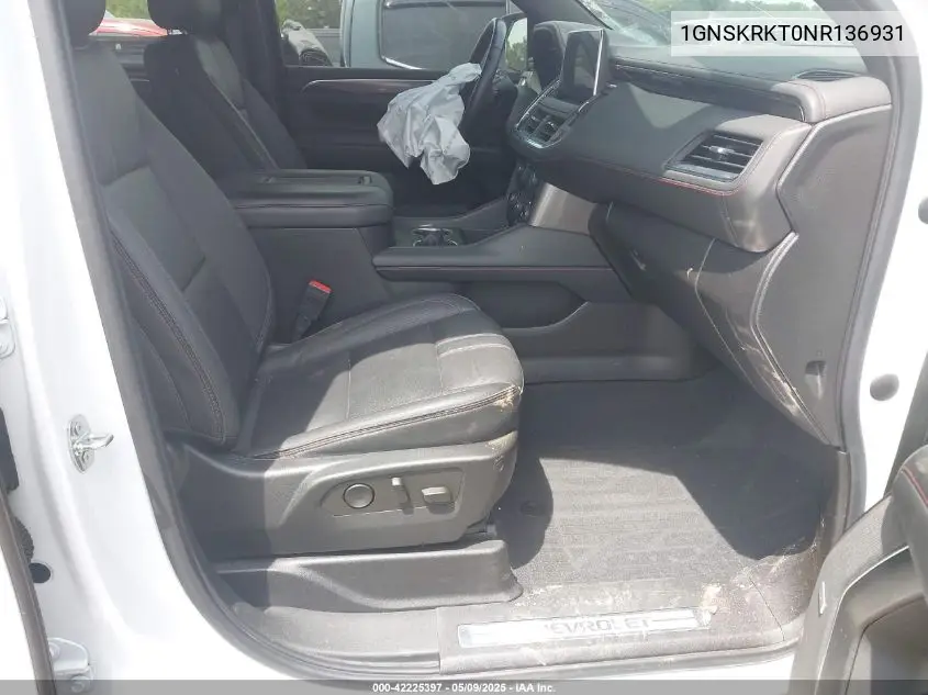 2022 Chevrolet Tahoe 4Wd Rst VIN: 1GNSKRKT0NR136931 Lot: 42225397