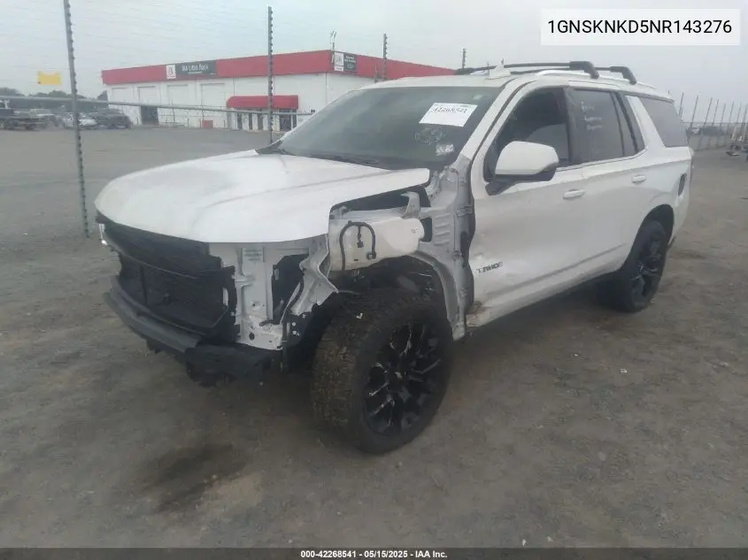 2022 Chevrolet Tahoe 4Wd Lt VIN: 1GNSKNKD5NR143276 Lot: 42268541