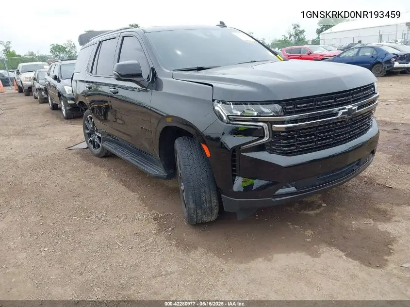 2022 Chevrolet Tahoe 4Wd Rst VIN: 1GNSKRKD0NR193459 Lot: 42280977