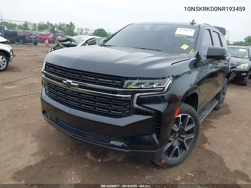 2022 Chevrolet Tahoe 4Wd Rst VIN: 1GNSKRKD0NR193459 Lot: 42280977