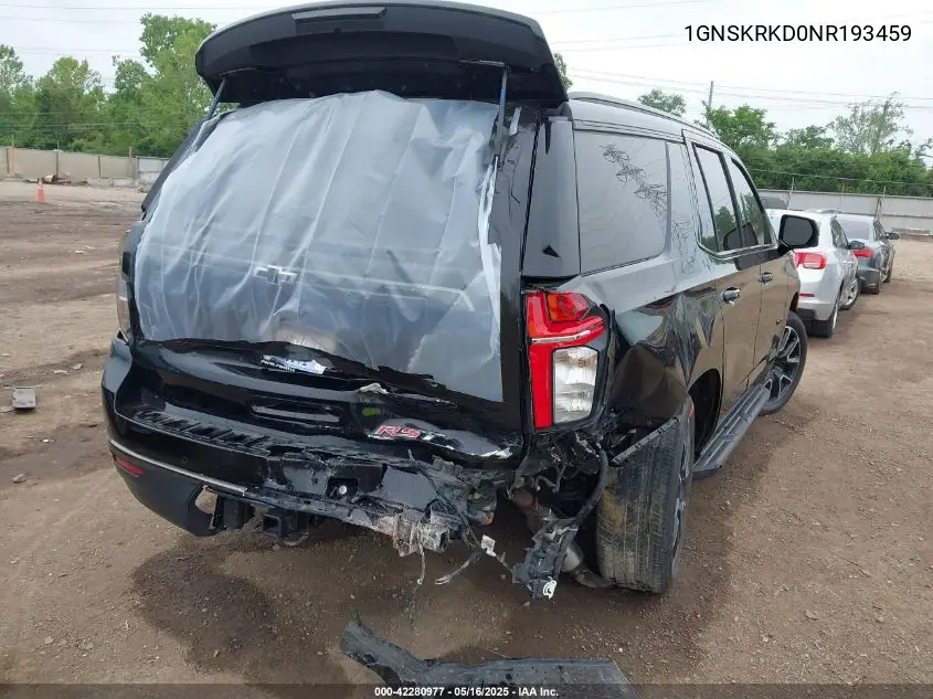 2022 Chevrolet Tahoe 4Wd Rst VIN: 1GNSKRKD0NR193459 Lot: 42280977