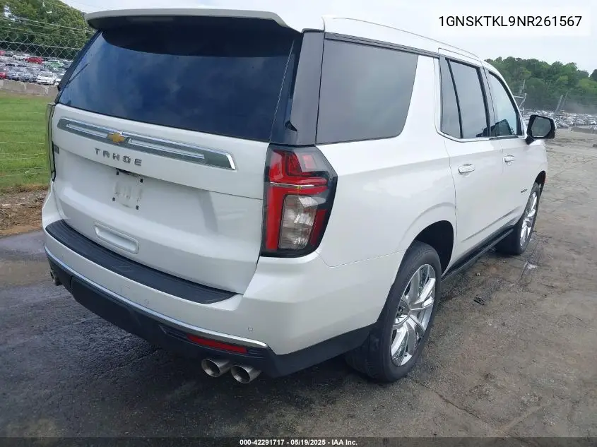 2022 Chevrolet Tahoe 4Wd High Country VIN: 1GNSKTKL9NR261567 Lot: 42291717