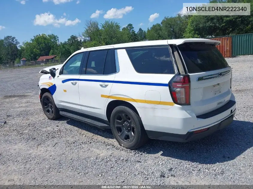 2022 Chevrolet Tahoe 2Wd Commercial Fleet VIN: 1GNSCLED4NR222340 Lot: 42321388