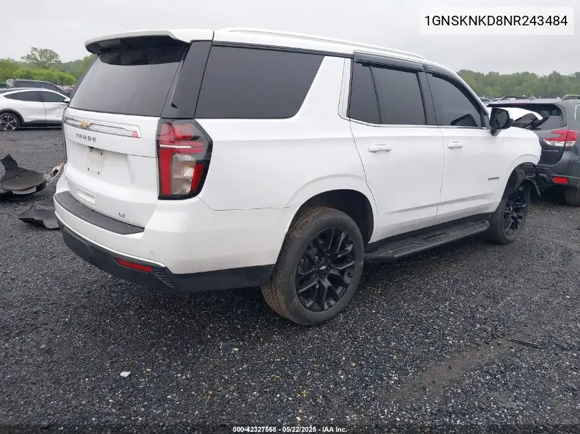 2022 Chevrolet Tahoe 4Wd Lt VIN: 1GNSKNKD8NR243484 Lot: 42327568